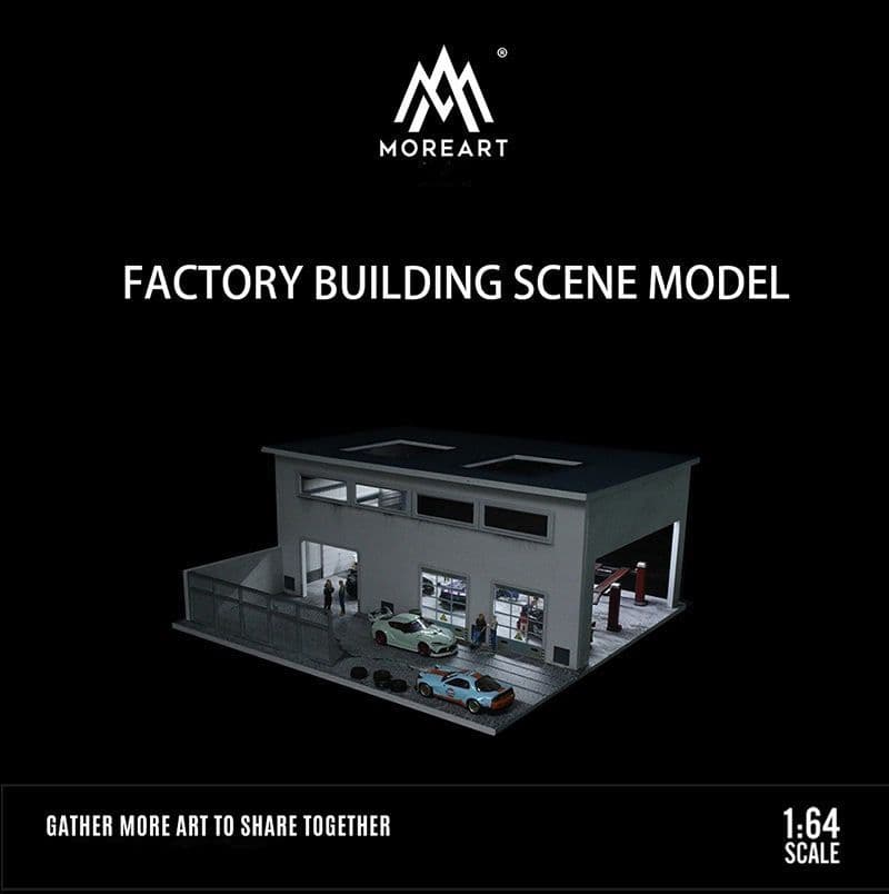 MoreArt 1/64 工場ジオラマ ライト付き 建物模型