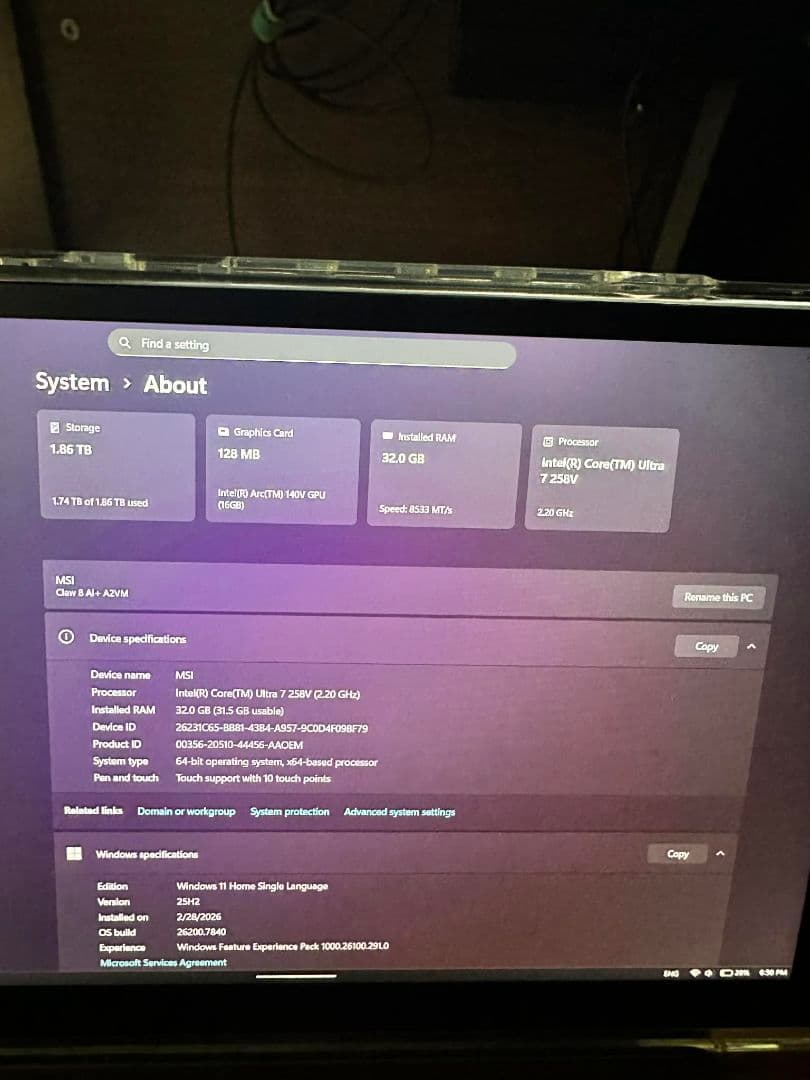 その他 MSI Claw 8 AI+ A2VM