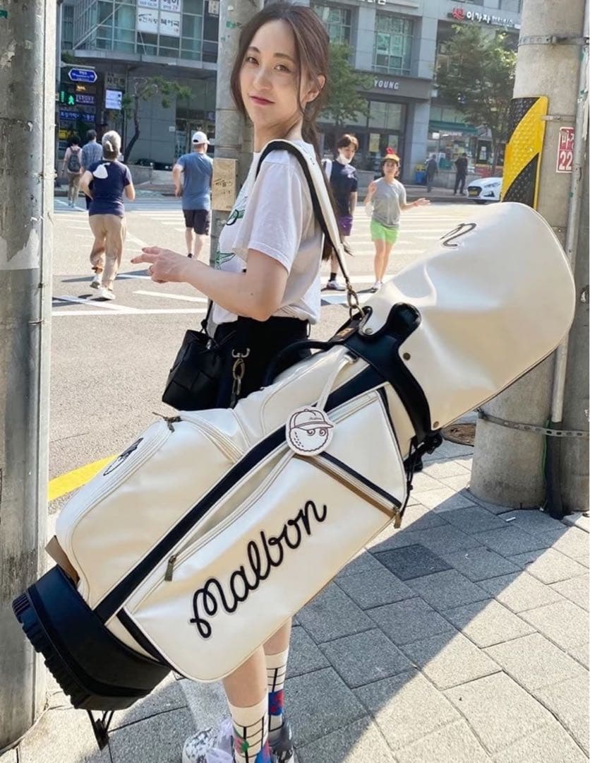 Malbon マルボン ゴルフキャディバック スタンド式 男女兼用 PUホワイト