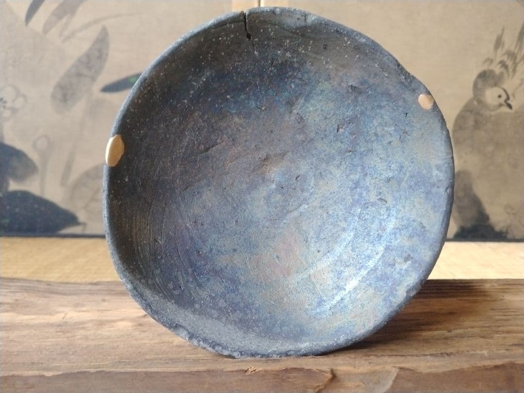 平安～鎌倉時代　瓦器小皿　骨董　古美術　発掘品　黒色土器　酒器　茶道具