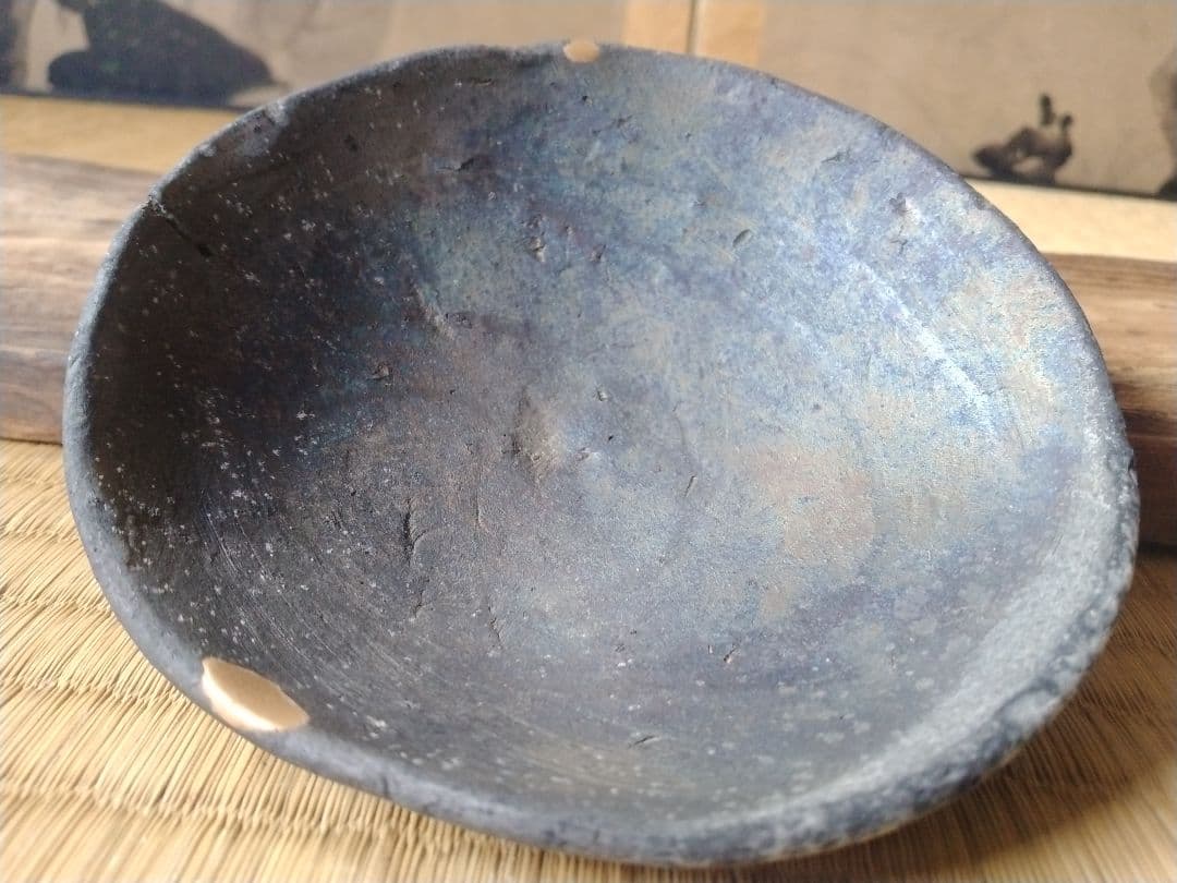平安～鎌倉時代　瓦器小皿　骨董　古美術　発掘品　黒色土器　酒器　茶道具