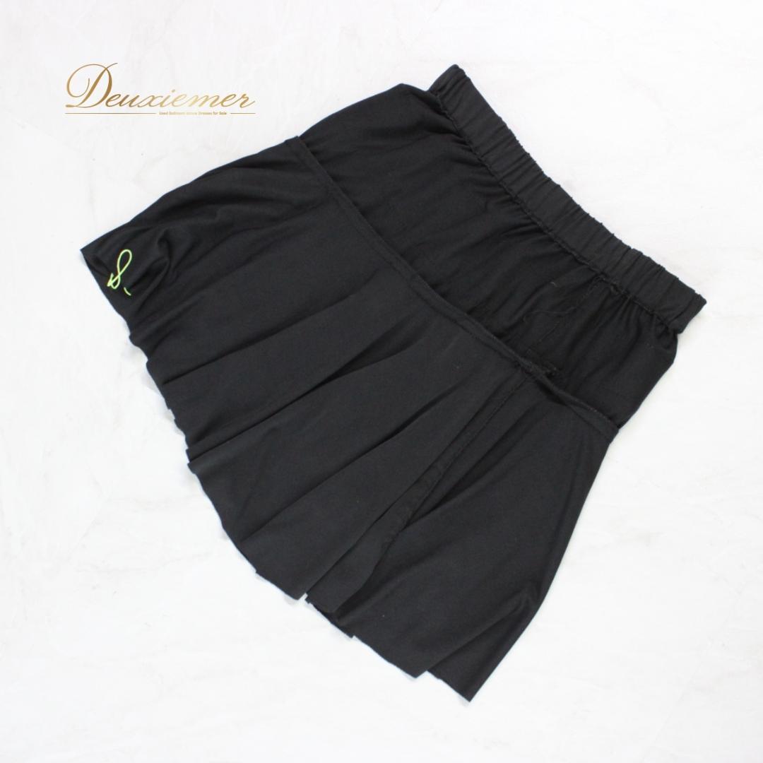 【美品 社交ダンス衣装】上下セット レッスンウェア 練習着 ラテン 黒 黄緑