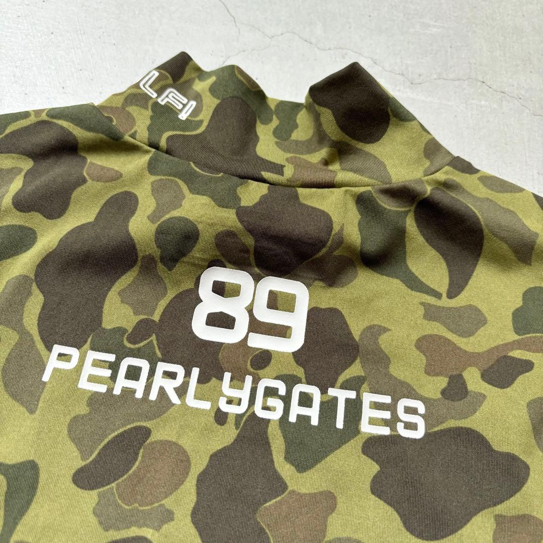 【極美品】PEARLY GATES 長袖インナーモックネックシャツ ロゴ 迷彩