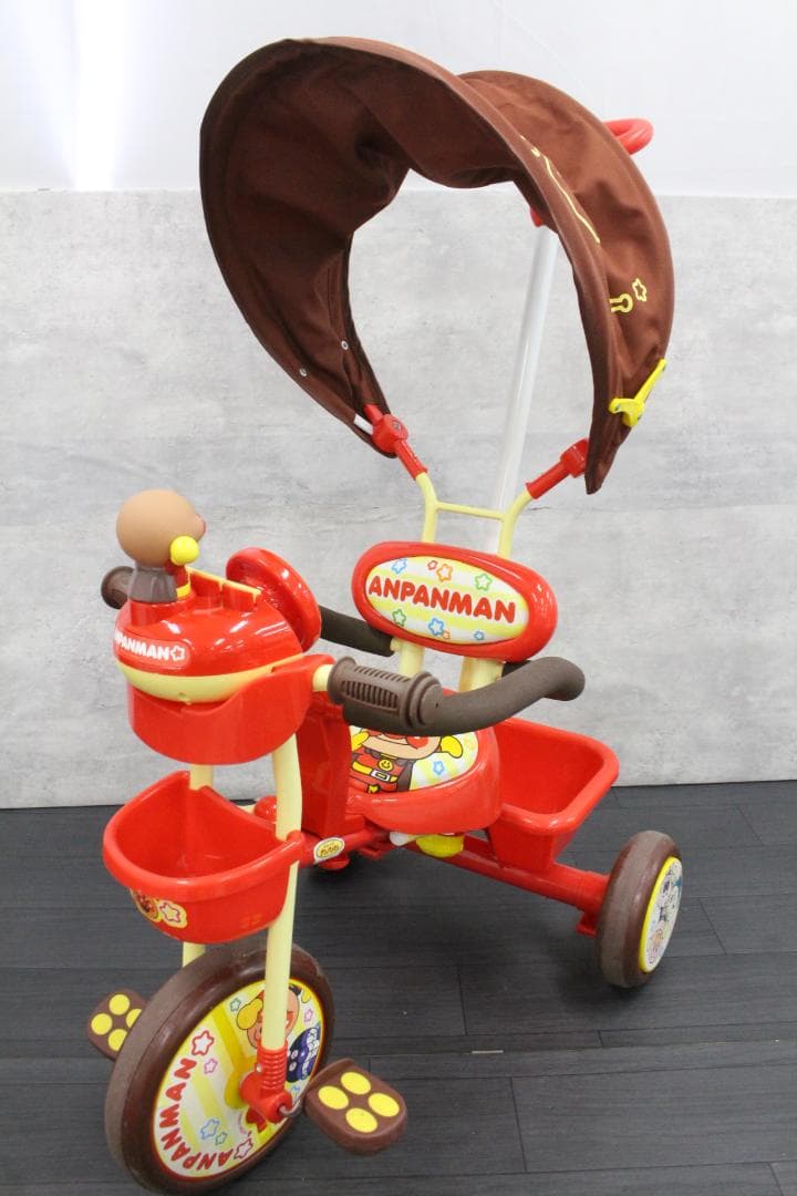 ▲ジョイパレット おでかけ三輪車 おしゃべりアンパンマン SP 押し棒付き