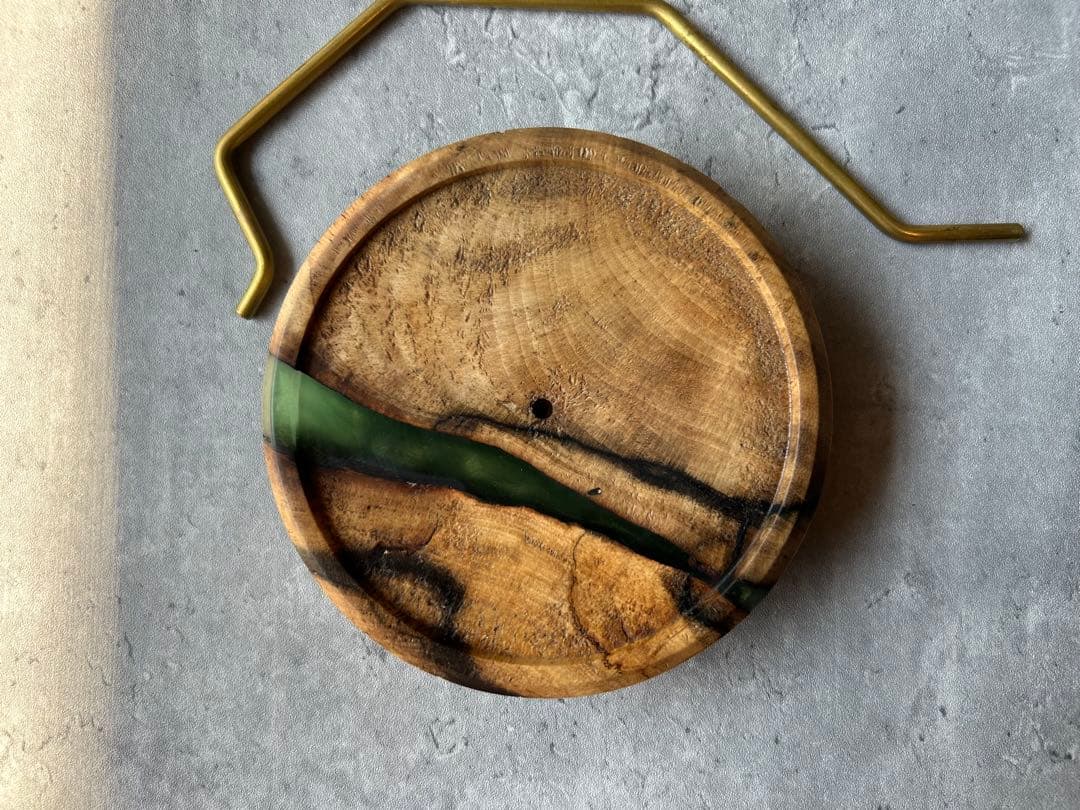 BASE WOOD DESIGN OD缶 ランタン 台座 花台 黒柿×レジン②
