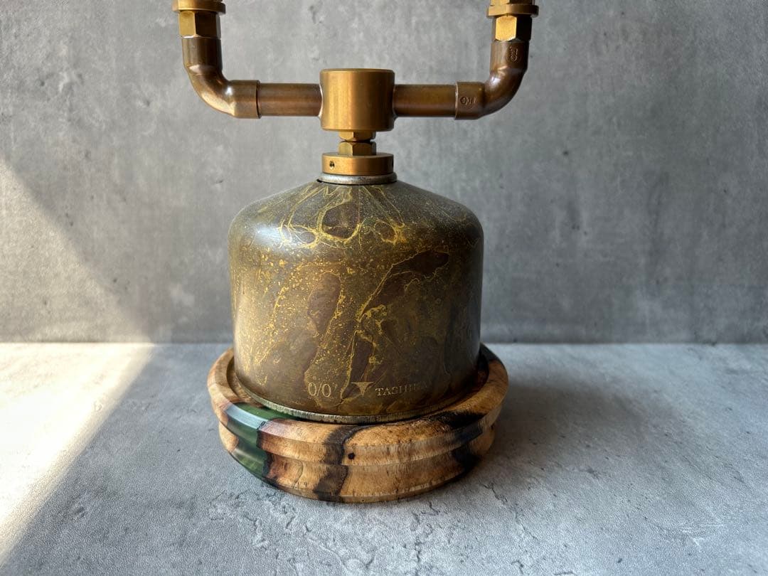 BASE WOOD DESIGN OD缶 ランタン 台座 花台 黒柿×レジン②