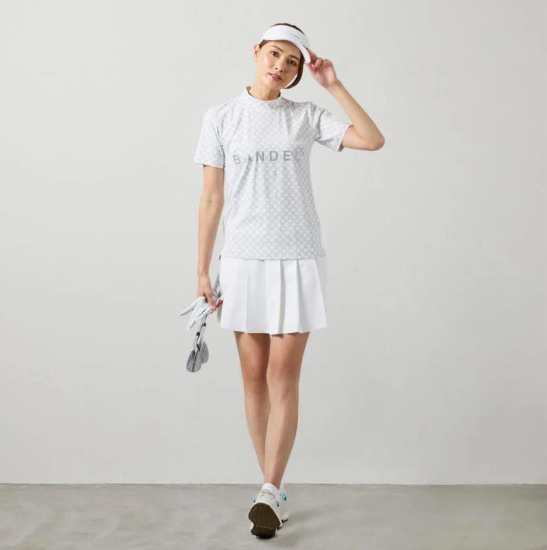 【新品・タグ付き】BANDELレディース モックネック ホワイト×グレー M