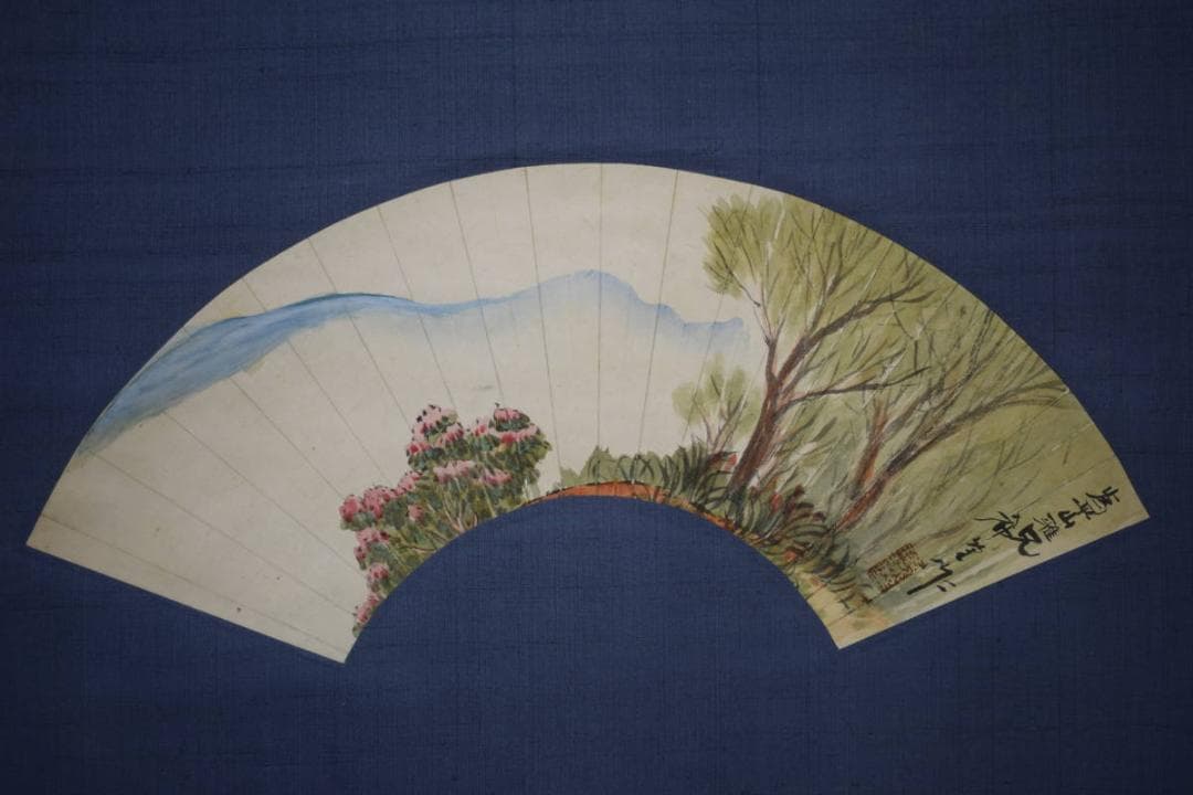 模写/児玉希望/扇面風景図/布袋屋掛軸HF-599