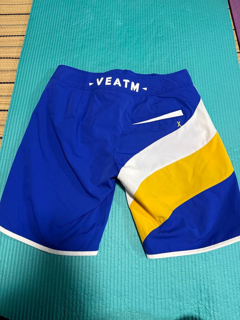 VEATM Sサイズ 水着ショートパンツ ブルー/ホワイト/イエロー　オマケ付き