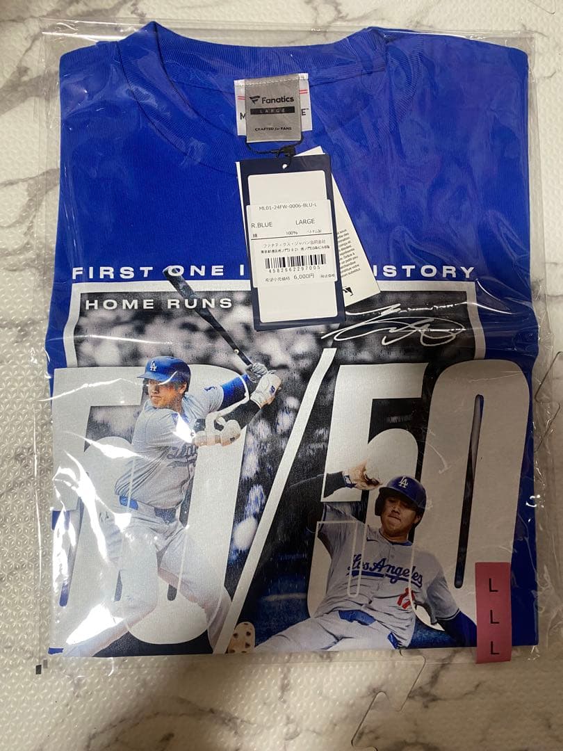 大谷翔平　新品　50/50クラブ Tシャツ Lサイズ 青