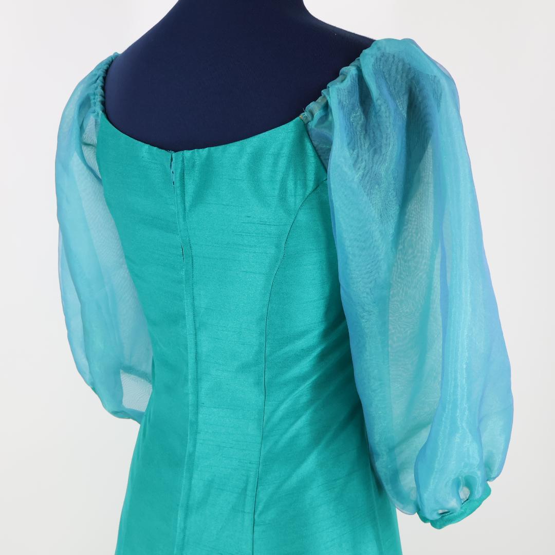 【日本製 フラダンス衣装】グリーン Paondor ワンピース ドレス 緑 無地