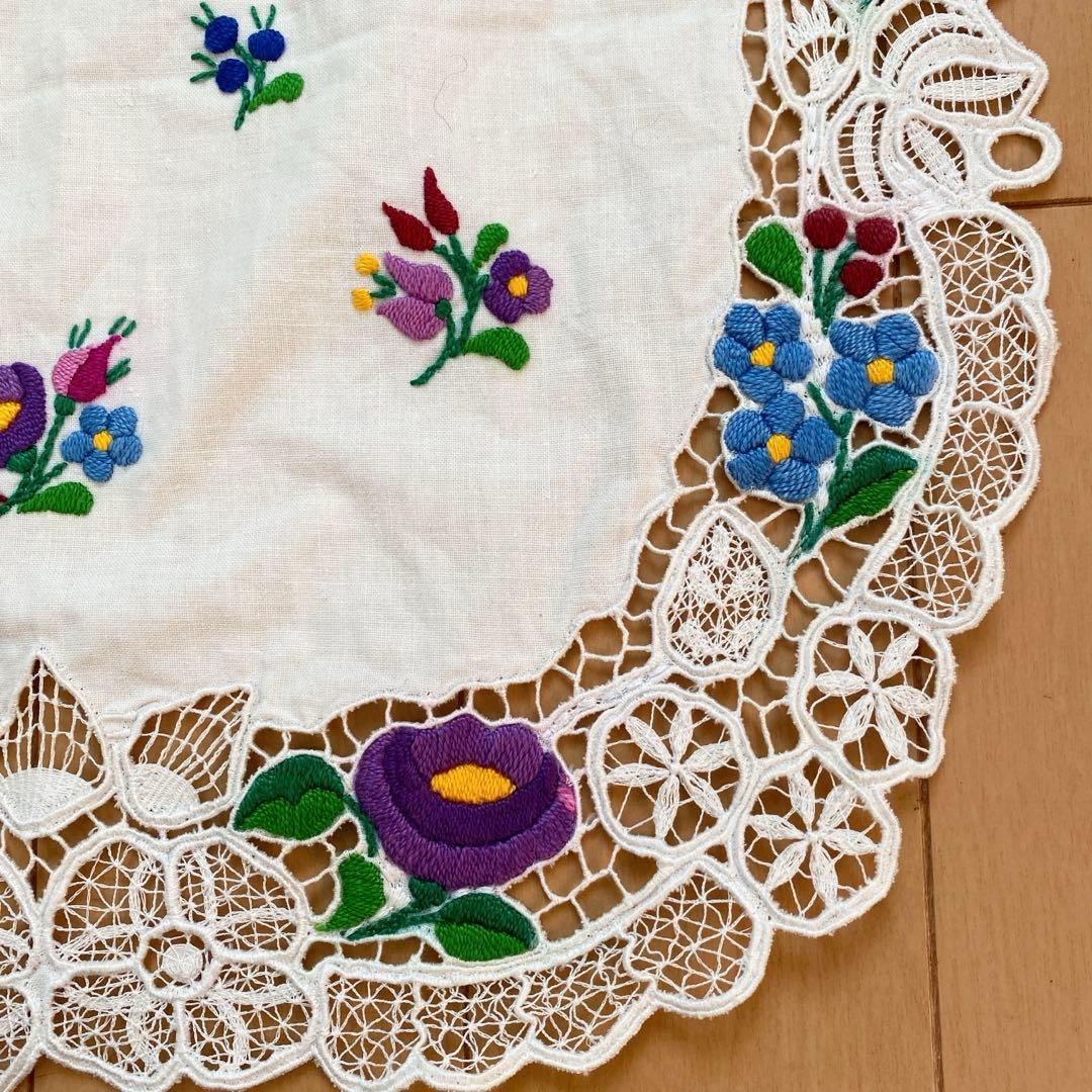 フォークダンス　衣装　エプロン　刺繍　手刺繍　ハンガリー　カロチャ　レース