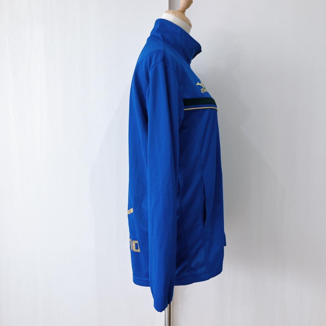 【美品】　ミズノ　ワンポイントロゴサッカージップアップトラックジャケットブルー
