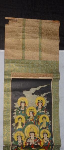 ヴィンテージ 寺 十三仏 十三佛 十王 阿弥陀如来 釈迦如来 仏画 紙本 掛軸