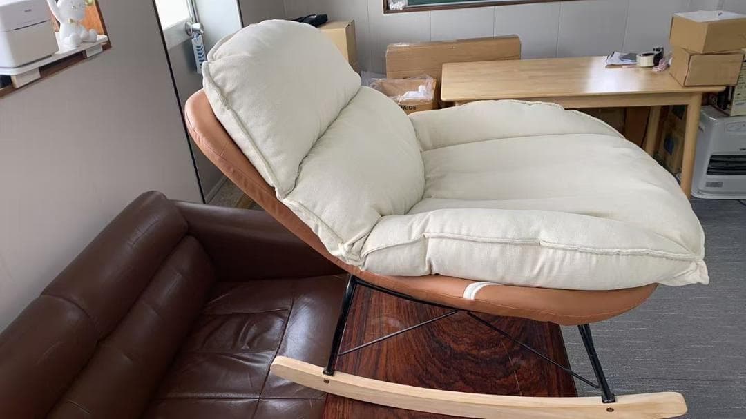 クリーム色ロッキングチェア訳あり品 写真をご確認 SF15-08