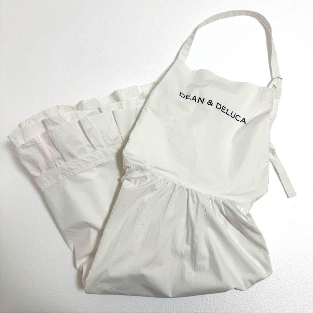 DEAN & DELUCA ギャザーのエプロンドレスW ホワイト