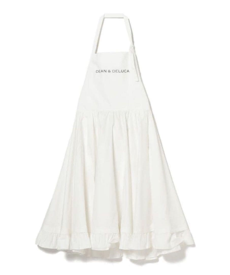 DEAN & DELUCA ギャザーのエプロンドレスW ホワイト