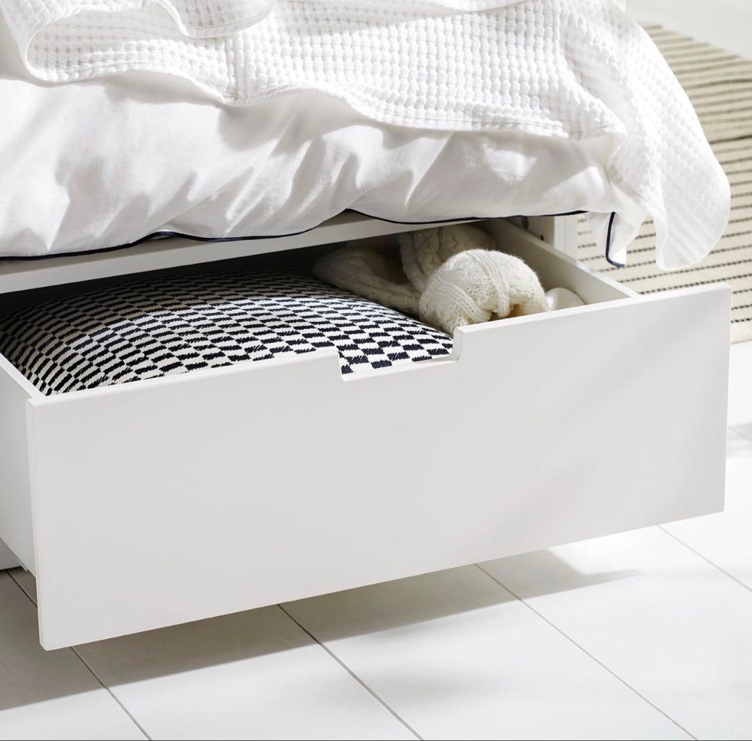 IKEAノールディ NORDLI ベッドフレーム 90×200 収納付きホワイト