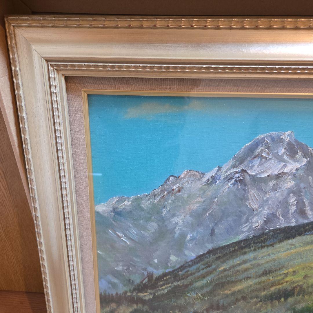 【美品】油彩画 額縁付属【白馬鑓ヶ岳】 F8 号サイズ