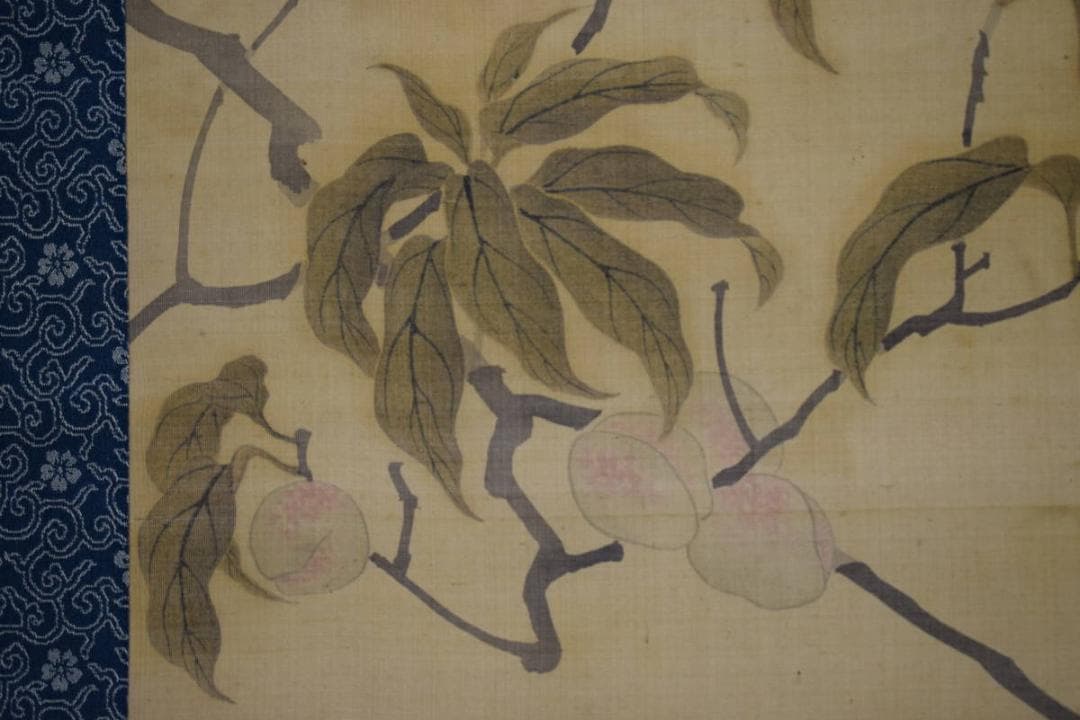 真作/松村景文/花鳥図/桃鴛鴦翡翠図/桐極箱二重箱付/布袋屋掛軸HH-493