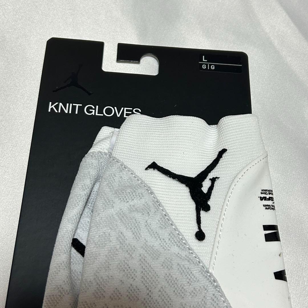 【新品】 アメフト Jordan Knit グローブ　ホワイト　Ｌ