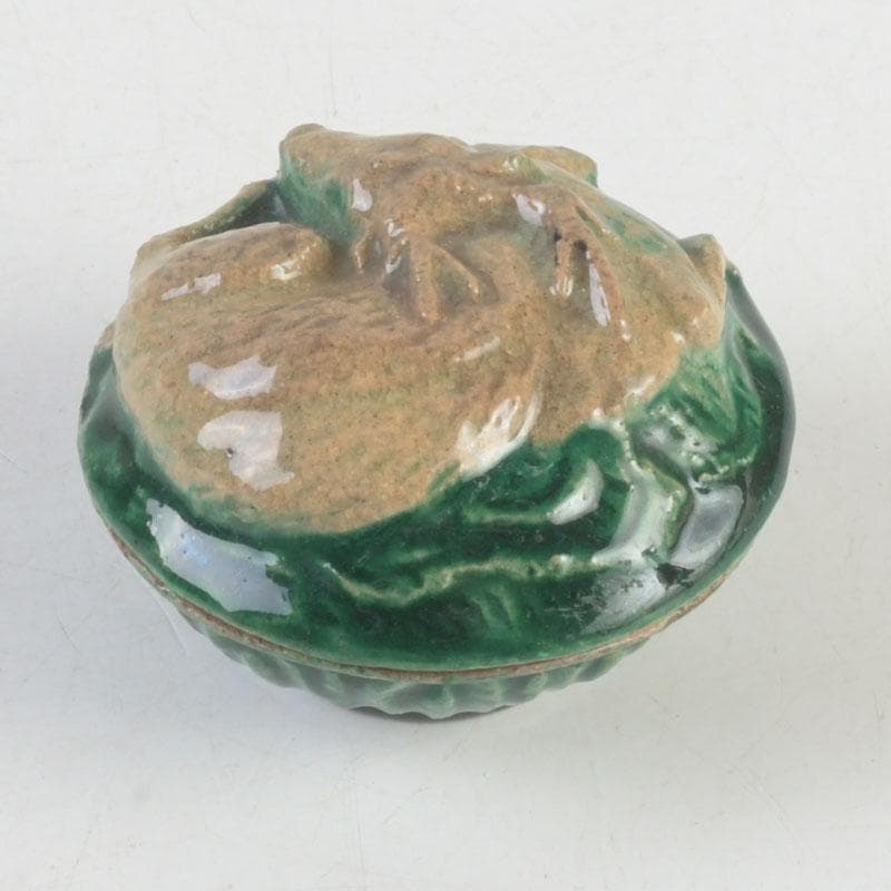 茶道具　萬古焼　色絵　鹿　香合　時代箱　C　9989