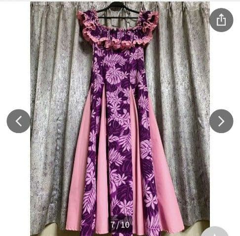 CCFashionsHawaiiフラドレスベアトップドレスフラダンス紫ピンク