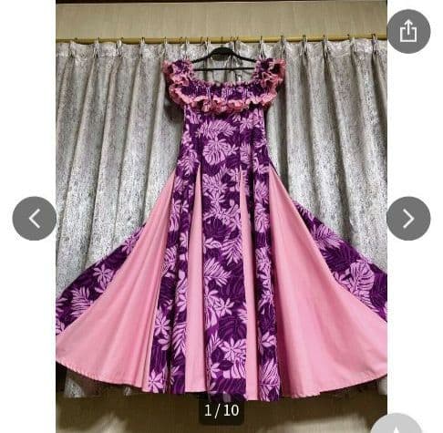 CCFashionsHawaiiフラドレスベアトップドレスフラダンス紫ピンク