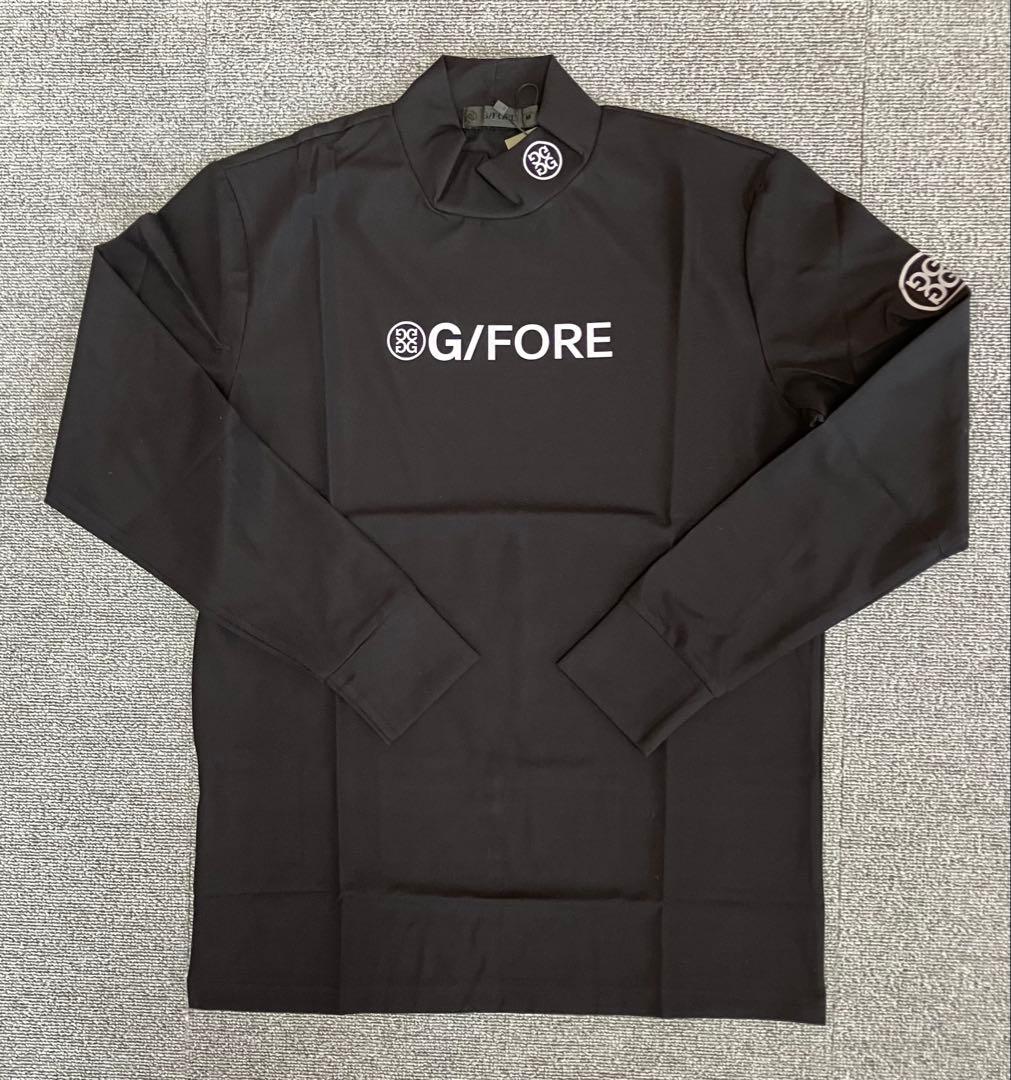 G/FORE ジーフォア MサイズモックネックロングスリーブT-シャツ 黒色