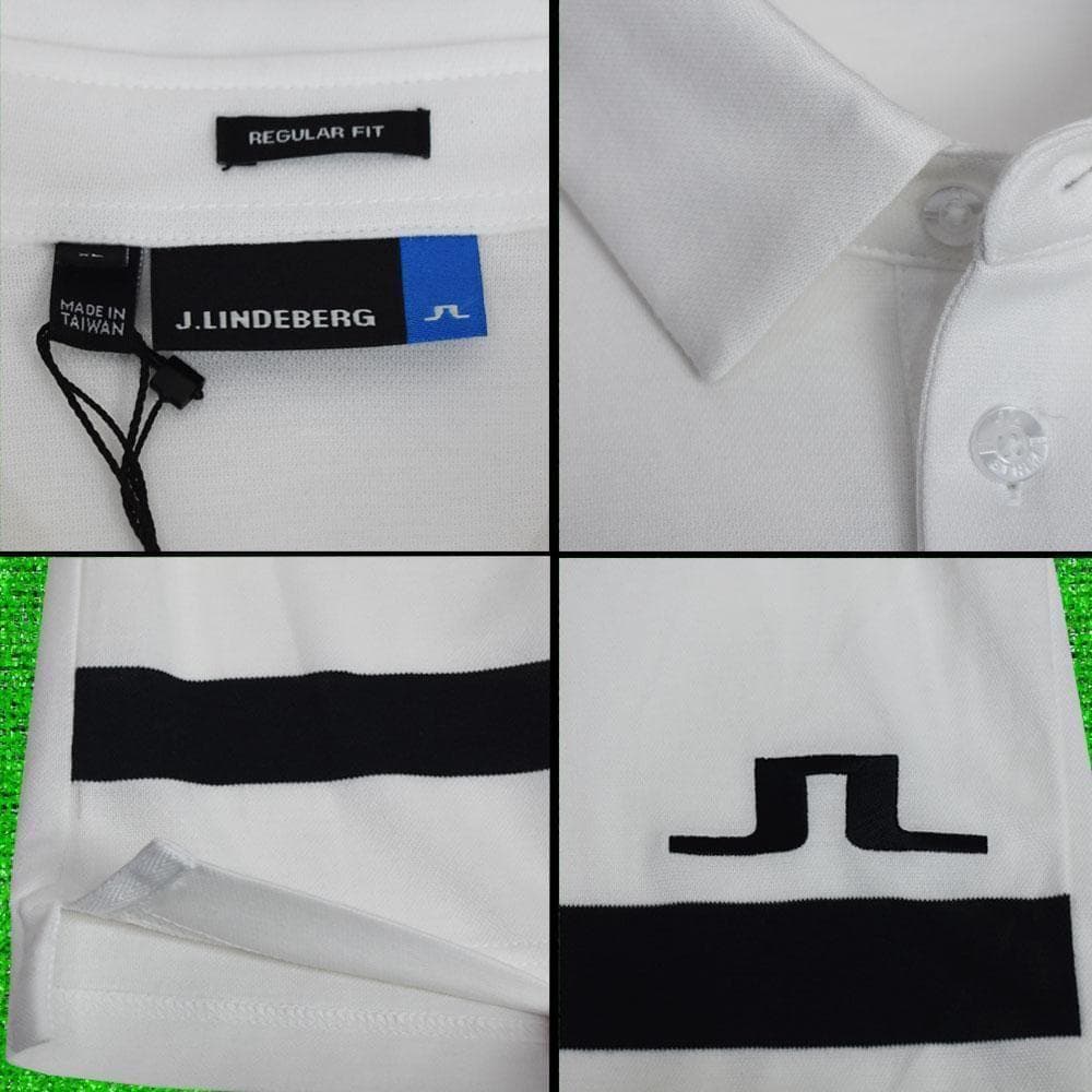J.LINDEBERG/ゴルフ ポロシャツ【ホワイト/ブラック/XL】新品！