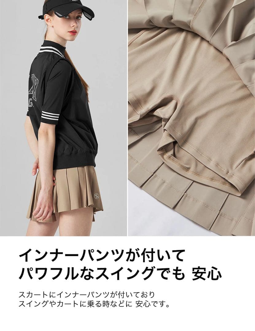 XEXYMIX プリーツスカート ベージュ韓国ゴルフウェア新品