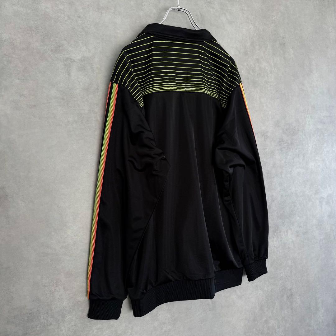 00s old adidas トラックジャケット M ブラック×ネオンカラー ②