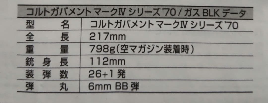 【美品】東京マルイ コルトガバメント Mark IV SERIES 70