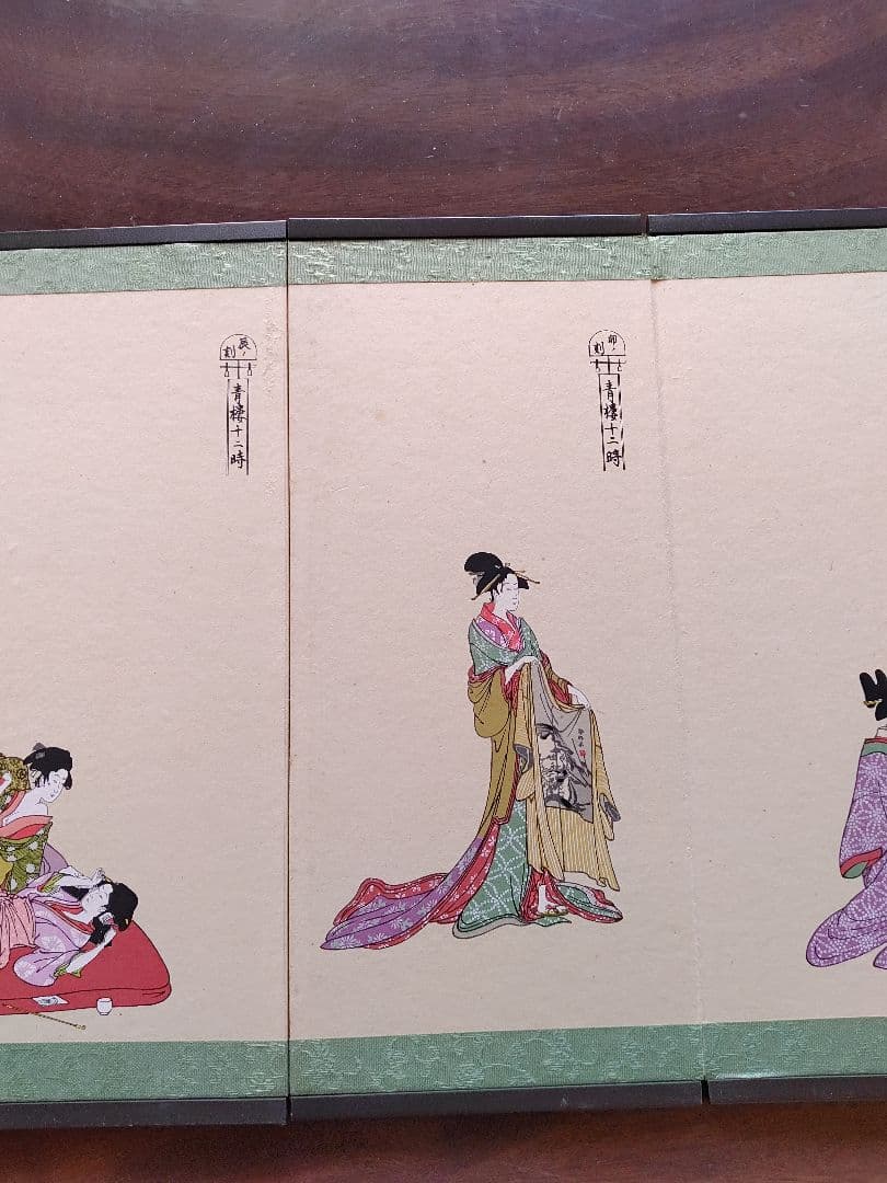 浮世絵 　喜多川歌麿　青楼12時　花瓶　落款　木仙作　極印　額装　まとめ売り