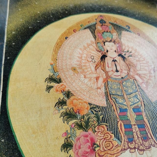 千手観音菩薩　曼荼羅　：　タンカ　仏画（額縁なし）