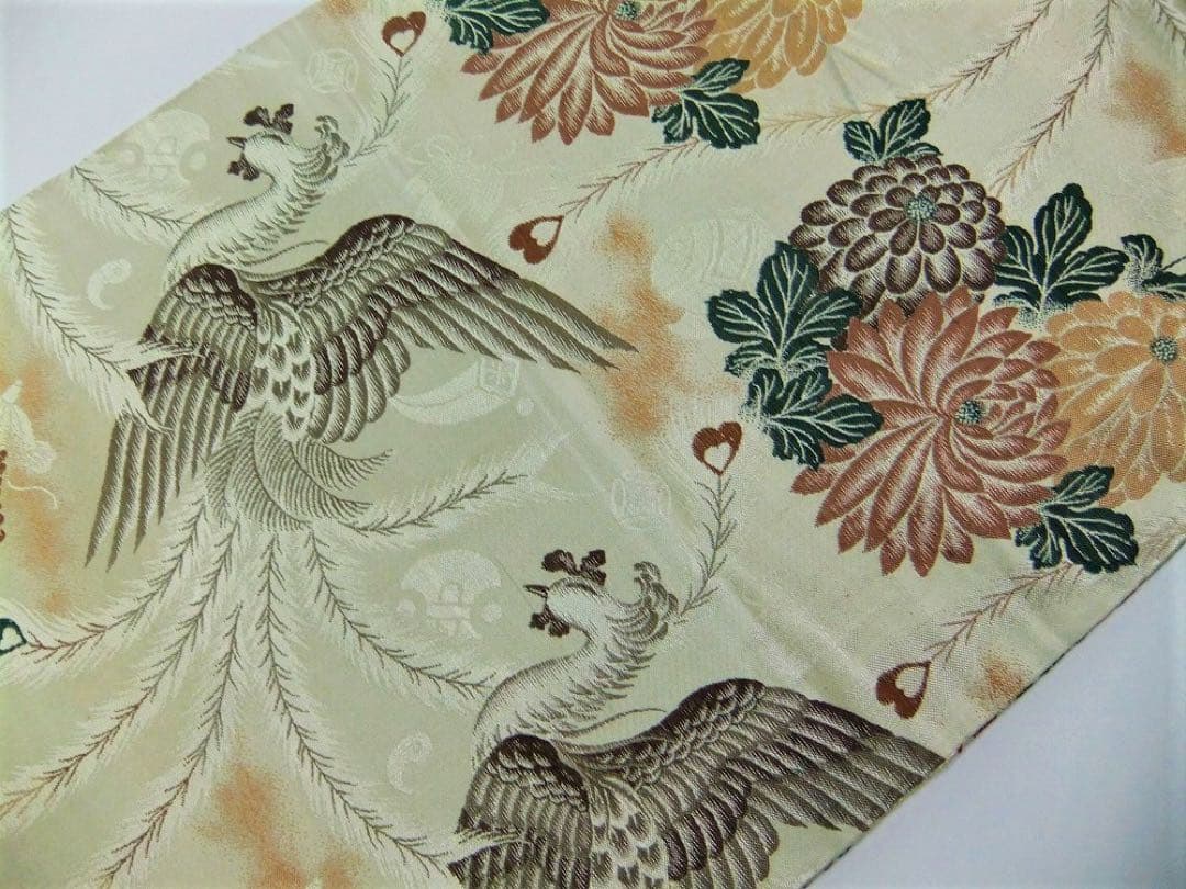 【(16)1612】188cm/昭和初期の丸帯からリメイク鳳凰文/タペストリー