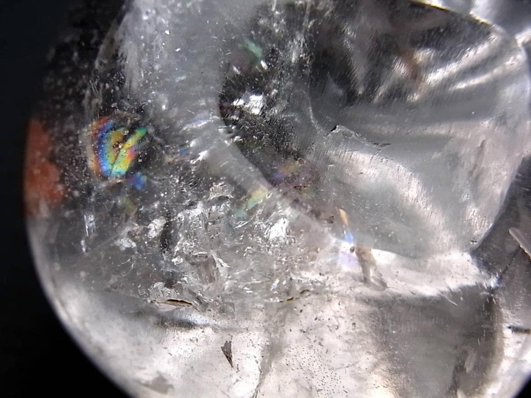 ネパール ヒマラヤ水晶製 虹入り どくろ スカルクォーツ 238g 箱付き