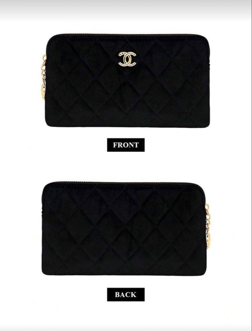 CHANEL ブラックキルティングポーチ