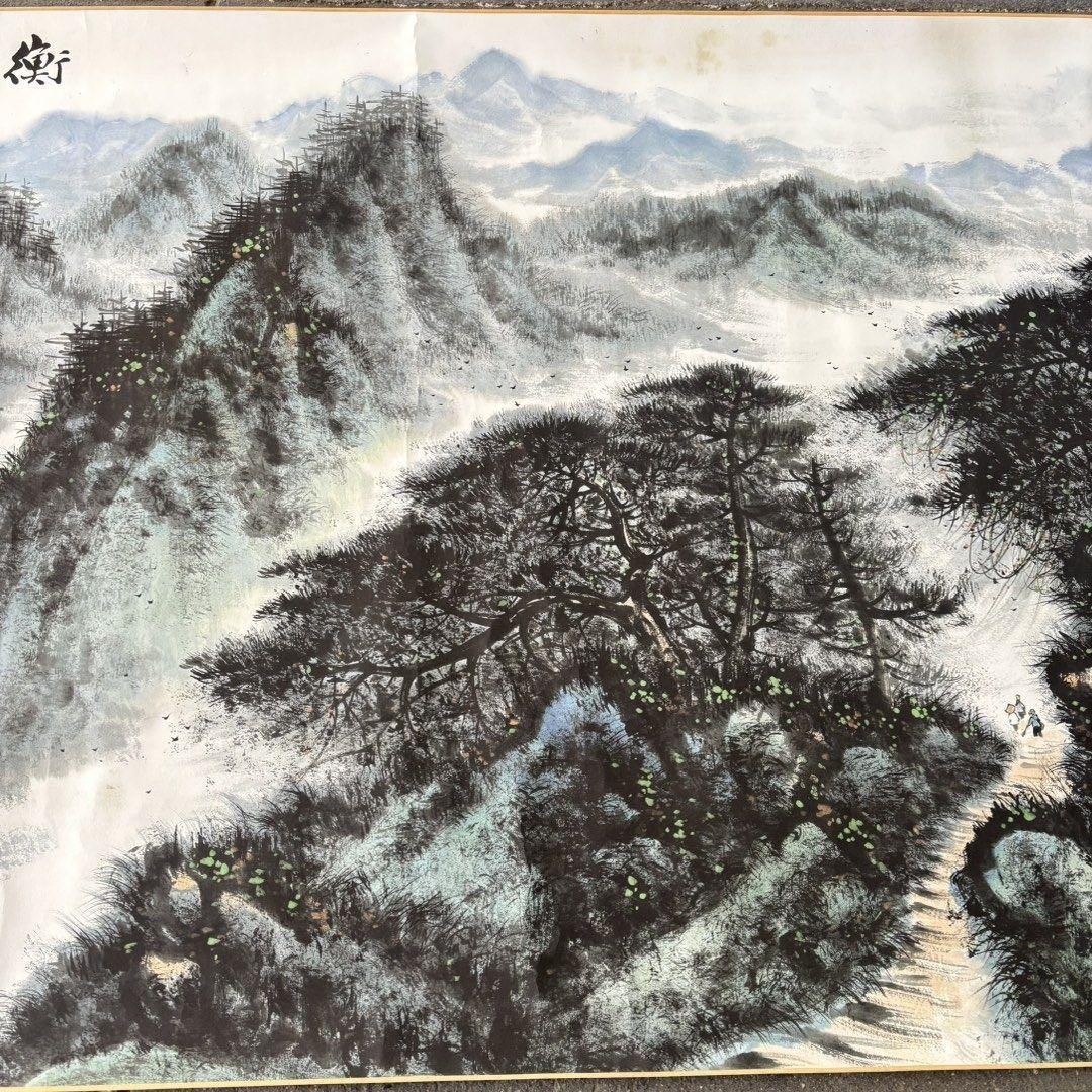 黎雄才 山水画 長巻 掛軸 約326cm