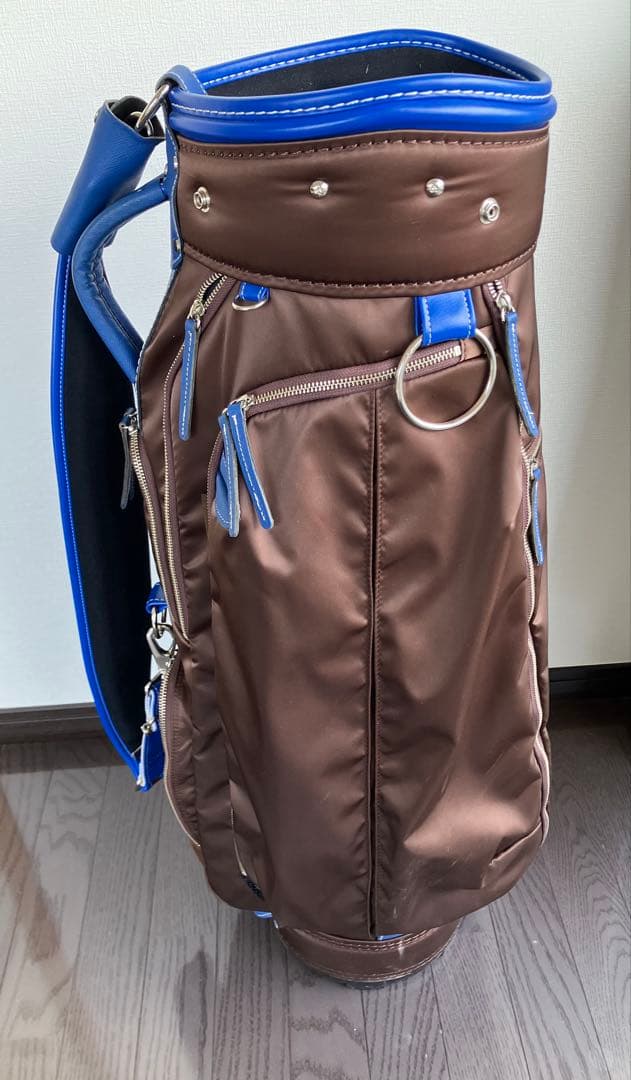 ★中古★ 考英舎 ナイロンキャディバッグ ブラウン/ブルーストラップ