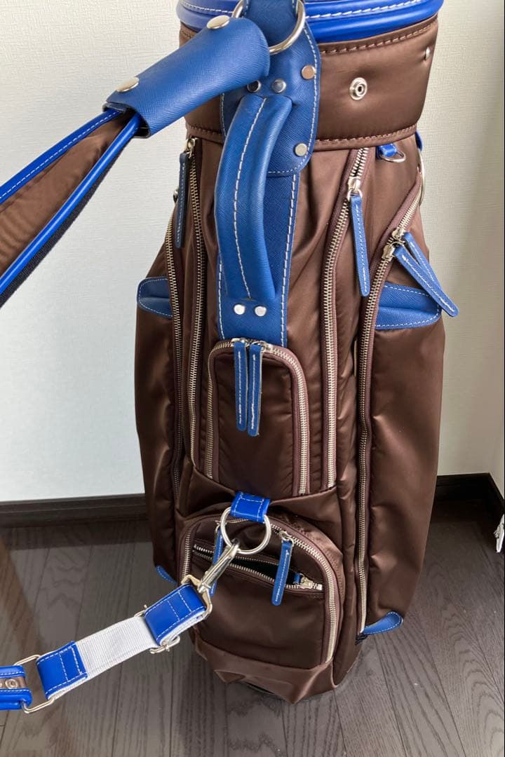 ★中古★ 考英舎 ナイロンキャディバッグ ブラウン/ブルーストラップ