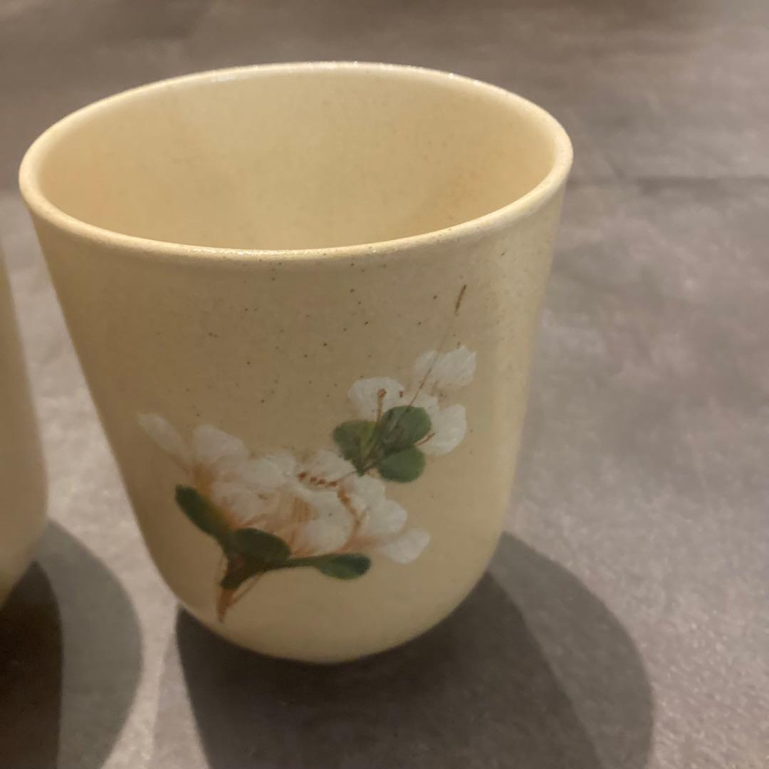 ★希少★Nang ceramic ソンベ焼き ベージュ　湯呑み　2個セット