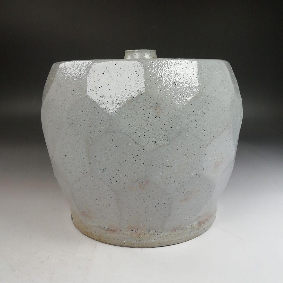 Ｗ３３０　水指　『益子焼』『白釉　水指』『薄田浩司 作』　共箱　茶道具