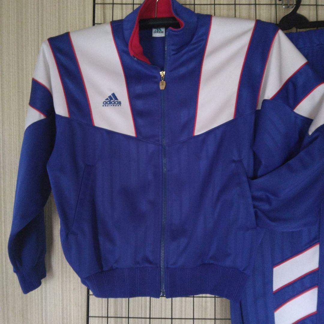 adidas ジャージ上下セット 青/白/赤: XO（3L)ビンテージモデル
