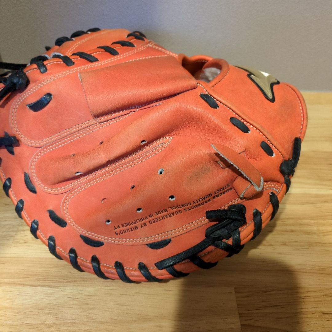 【美品】MIZUNO　ミズノ　グローバルエリート　キャッチャーミット　オレンジ