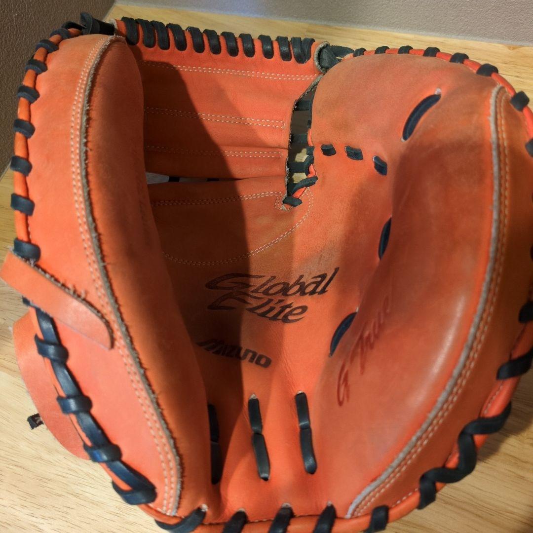 【美品】MIZUNO　ミズノ　グローバルエリート　キャッチャーミット　オレンジ