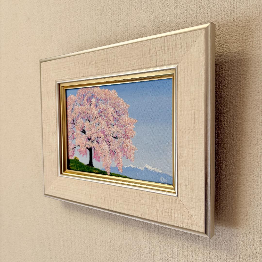 アクリル画　原画　「サクラ咲く03」額縁付き　SMサイズ　キャンバス