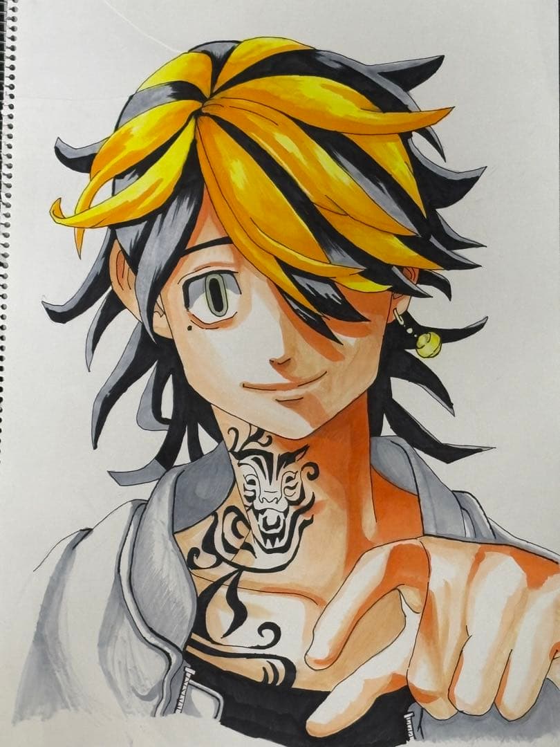 東リべ　羽宮一虎　鉛筆画