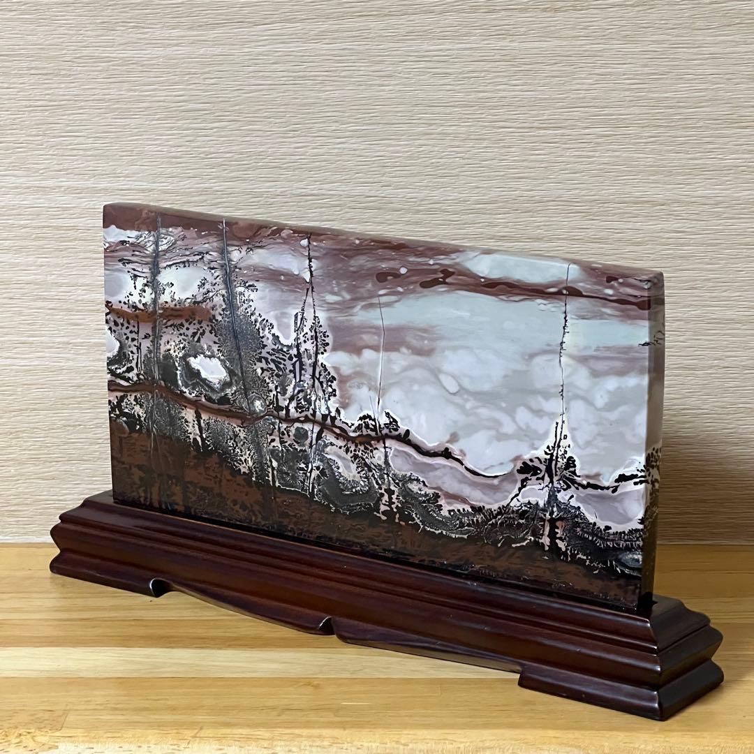 ⬛︎【一点もの】ピクチャージャスパー　スライス　自然風景画模様 台座セット