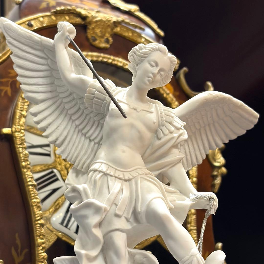 聖ミカエル像 G.Ruggeri作 イタリア製 石台座 天使彫刻